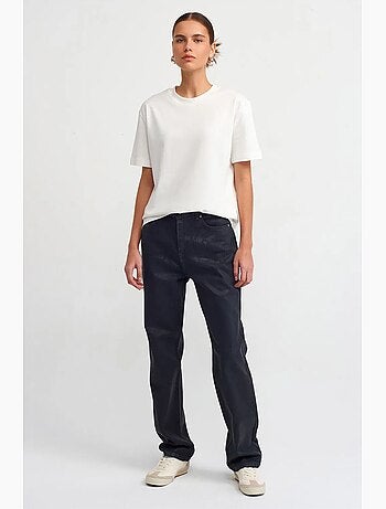 Women's t-shirt de algodão com decote redondo dilvin
