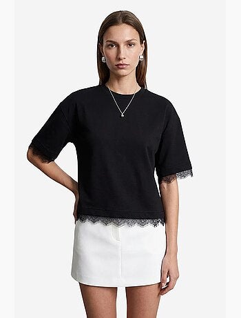 Women's t-shirt de algodão com elastano e decote redondo dilvin