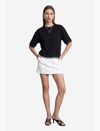 Women's t-shirt de algodão com elastano e decote redondo dilvin
