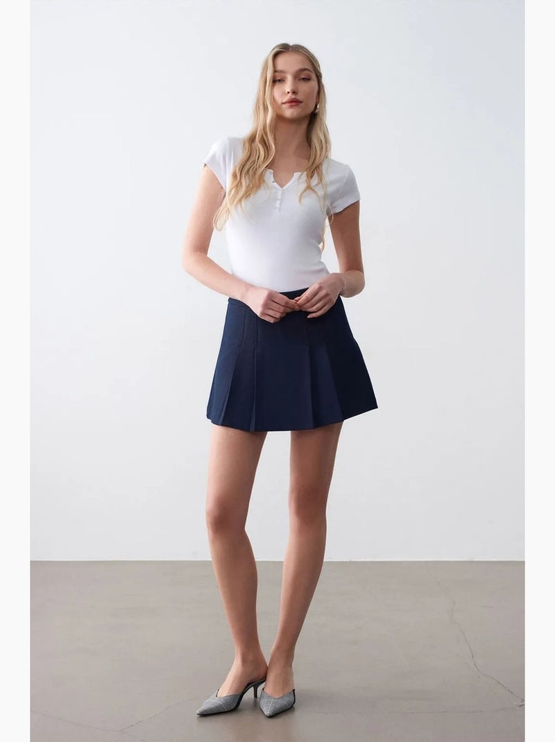 Women's t-shirt de algodão slim fit com decote em u dilvin Branco - Kiabi