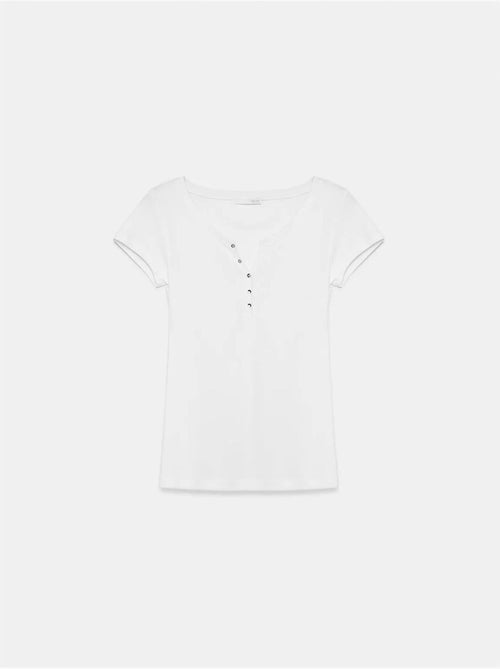 Women's t-shirt de algodão slim fit com decote em u dilvin - Kiabi Women's t-shirt de algodão slim fit com decote em u dilvin - Kiabi