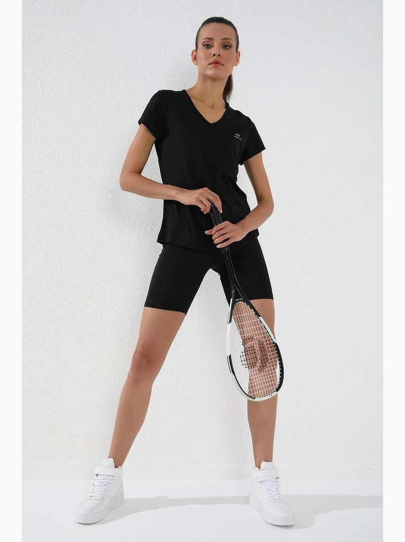 Women's t-shirt lisa com decote em v e manga curta tommy Preto - Kiabi