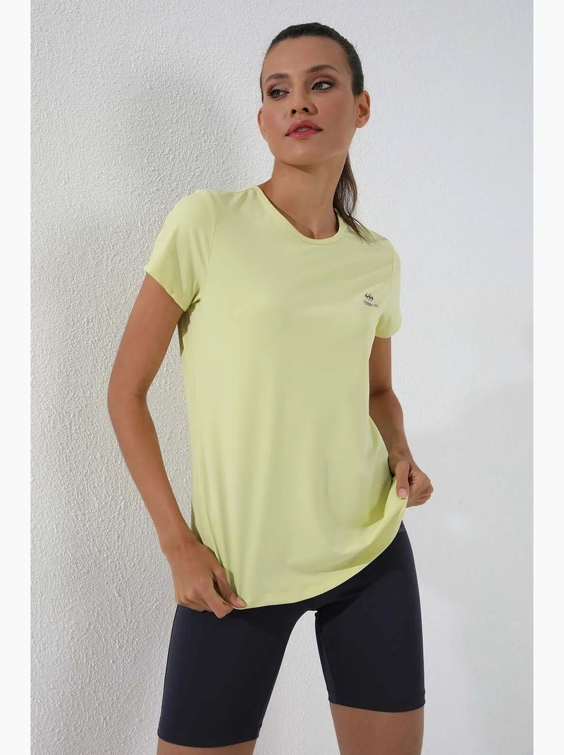 Women's t-shirt lisa de manga curta com decote redondo tommy Amarelo-limão - Kiabi