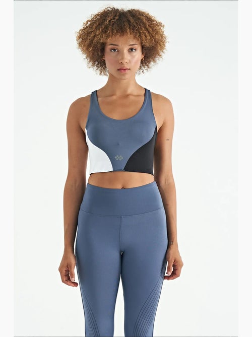 Women's top desportivo curto com blocos de cor tommy - Kiabi