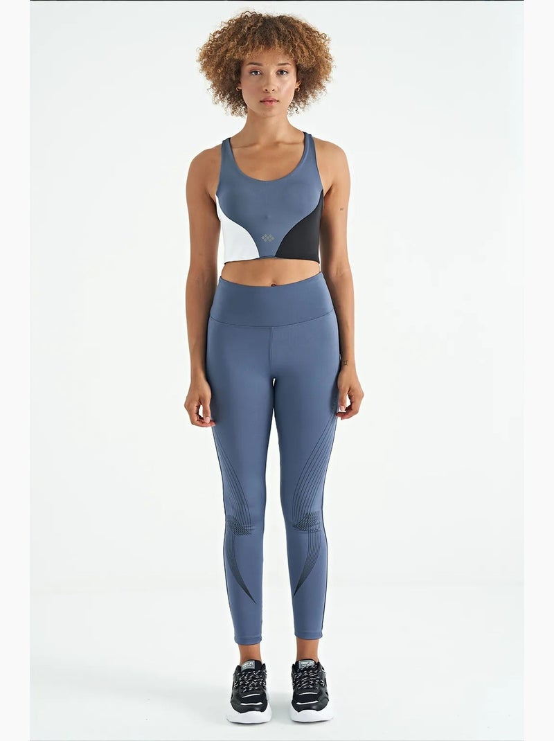 Women's top desportivo curto com blocos de cor tommy Azul Branco Preto - Kiabi