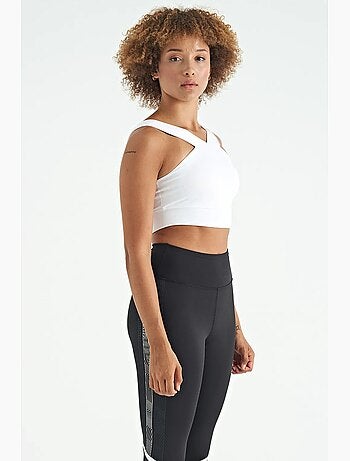 Women's top desportivo curto justo sem mangas com decote em v tommy