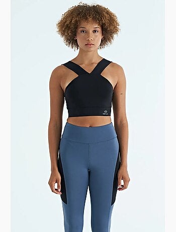 Women's top desportivo curto justo sem mangas com decote em v tommy