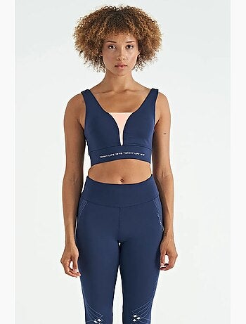 Women's top desportivo curto sem mangas com blocos de cor tommy