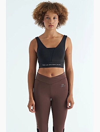Women's top desportivo curto sem mangas com blocos de cor tommy