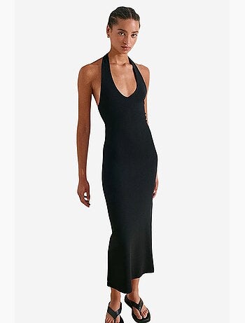 Women's vestido midi justo com decote halter dilvin
