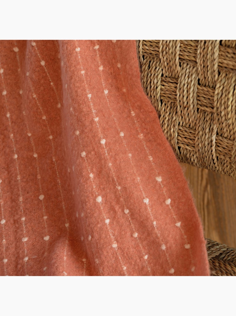 Xadrez suave com franjas de aspeto mohair Terracota - Kiabi