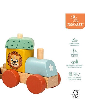 Zookabee trem de madeira animais woomax